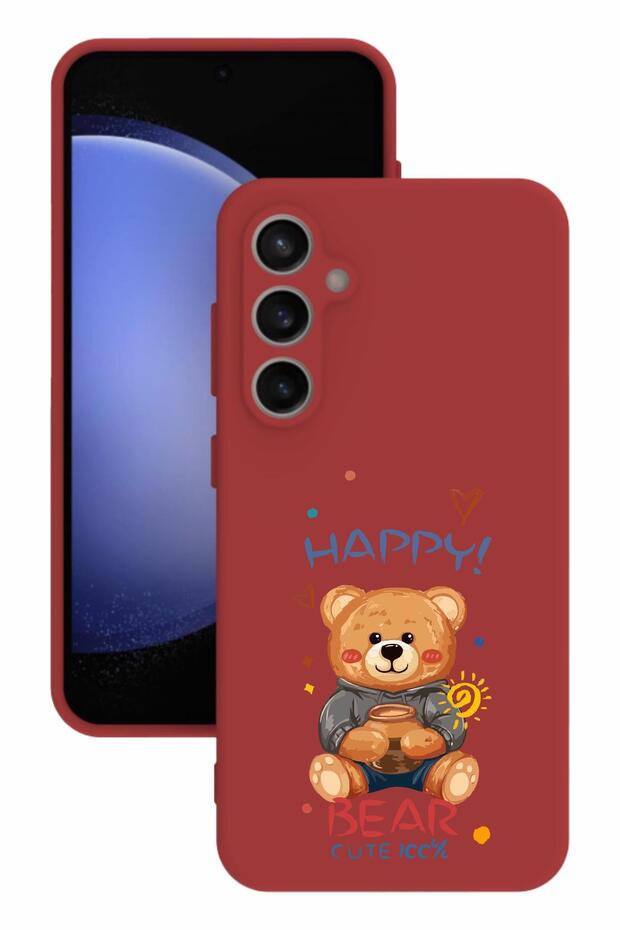 Samsung Galaxy S23 Fe Printed and Camera Protection Red Color Silicone Case