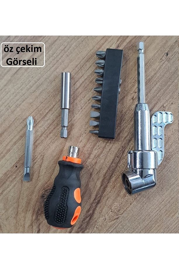 Kör Köşe Vidalama Tornavida Seti 14 Parçalı Bits Uzatma 1/4 Hex Hızlı Uç Değiştirme Takımı - 2