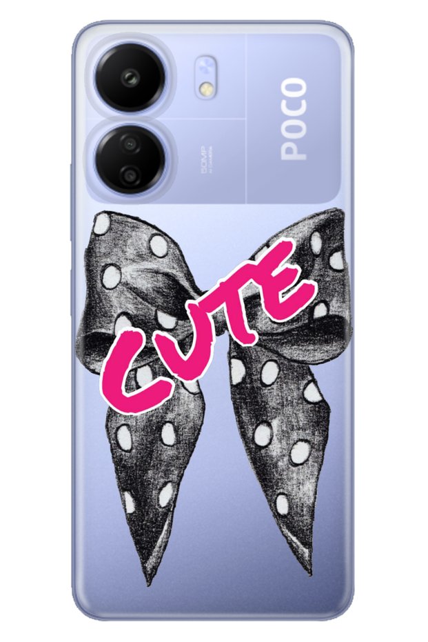 Xiaomi Poco C65 Compatible Case Patterned Printed Silicone Cute Ribbon