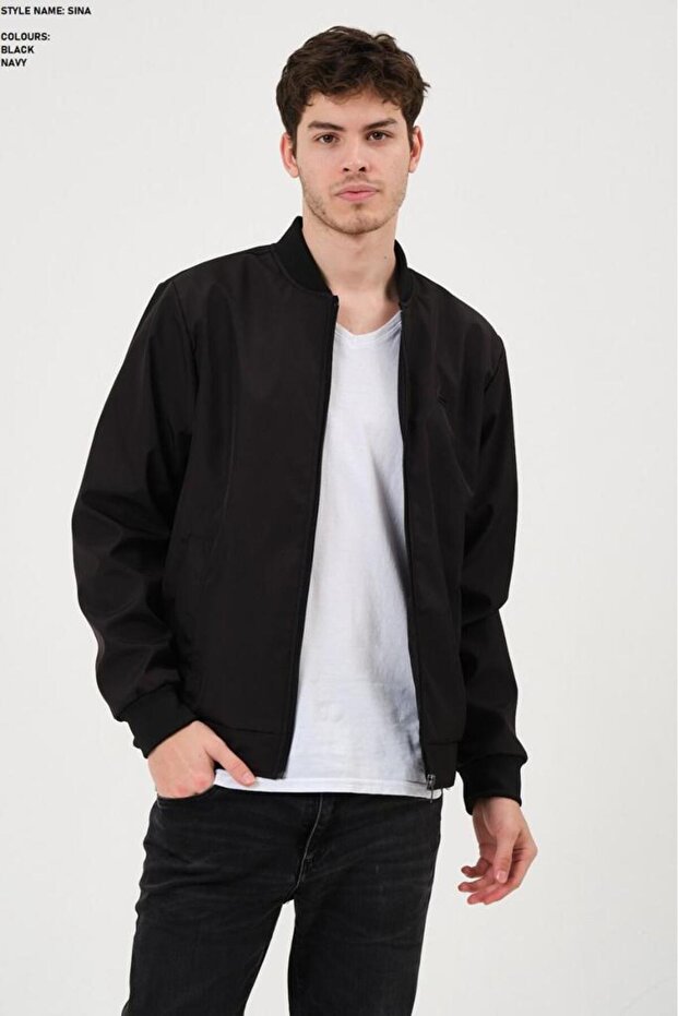 Men's Black Ribbed Lined Coat