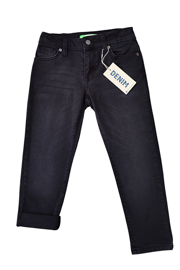 Boy's Black Lycra Jeans with Adjustable Waist