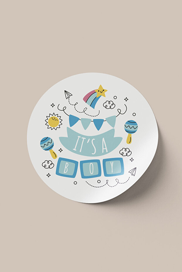 Baby Shower It's A Size Party Label - 72 Pieces 4 Cm
