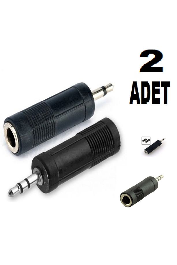 2 ADET Jack Dönüştürücü - Büyükten Küçüğe Jak Dönüştürücü (6.3 MM UCU 3.5MM UCA ÇEVİRİR) - 1