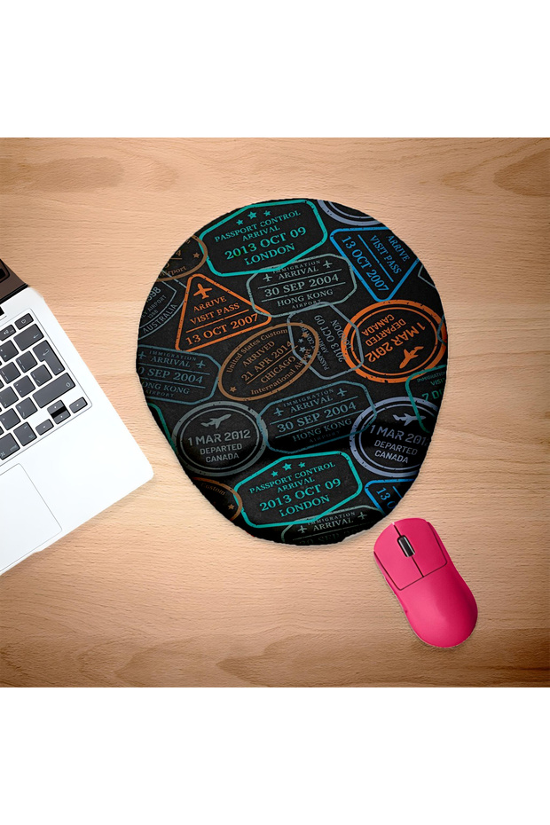 Passport Pattern Wrist Support Mouse Pad - 1