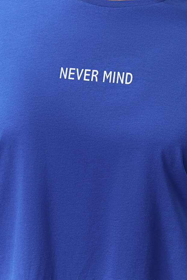 Saks Slogan Baskılı Oversize %100 Pamuk Örme Büyük Beden T-shirt TBBSS24BF00018 - 5