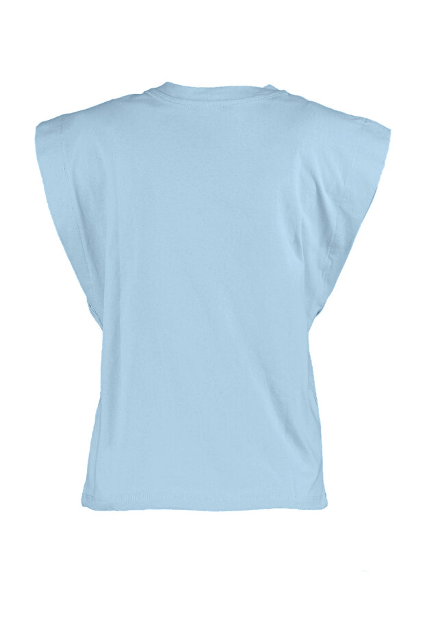 Mavi %100 Pamuk Vatka Görünümlü Basic Bisiklet Yaka Örme T-Shirt TWOSS20TS0021 - 8