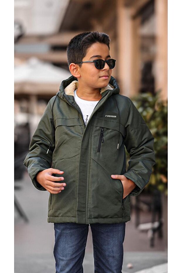 معطف شتوي للأطفال مع فرو من الداخل - 1