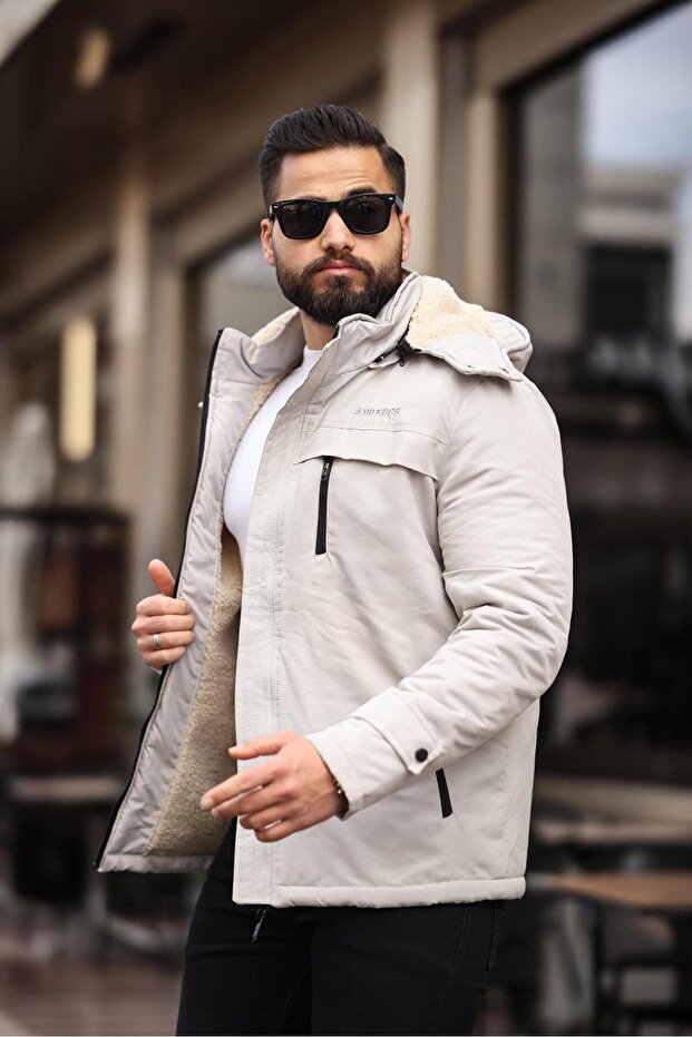 SEYYAR Hooded Fur Lined Winter Men's Coat