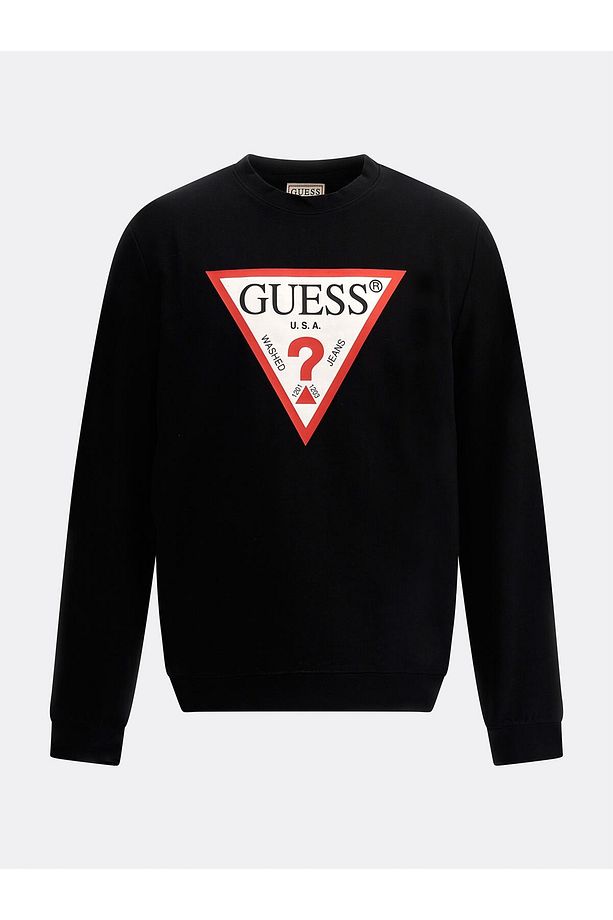 Üçgen Logolu Erkek Sweatshirt-Siyah - 4