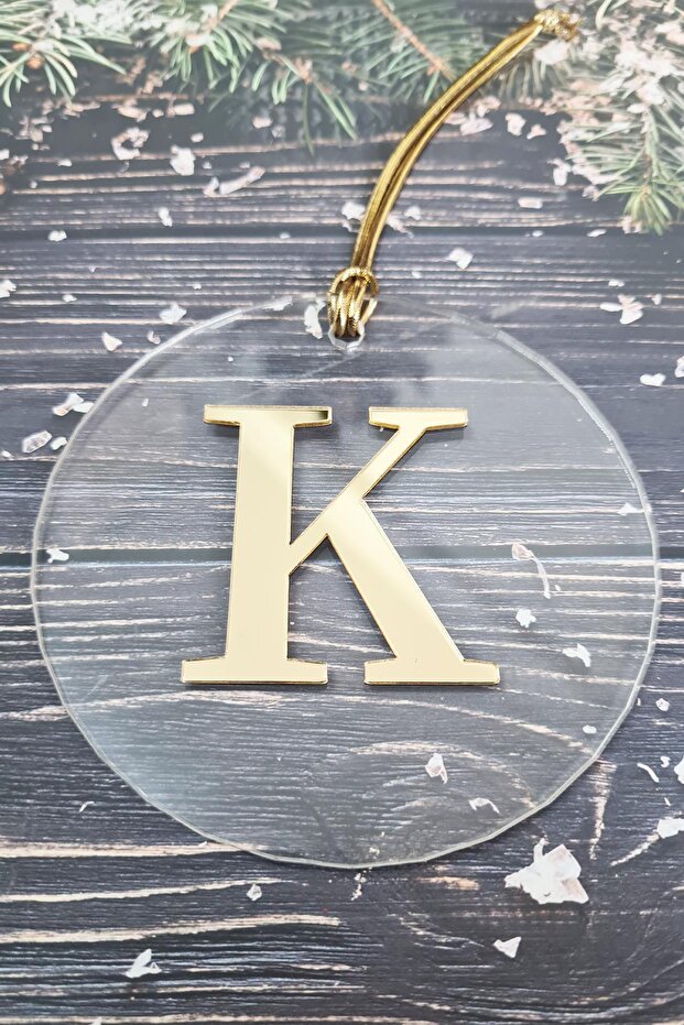 New Year's Tree Ornament with Initials - Gold Initial New Year's Ornament