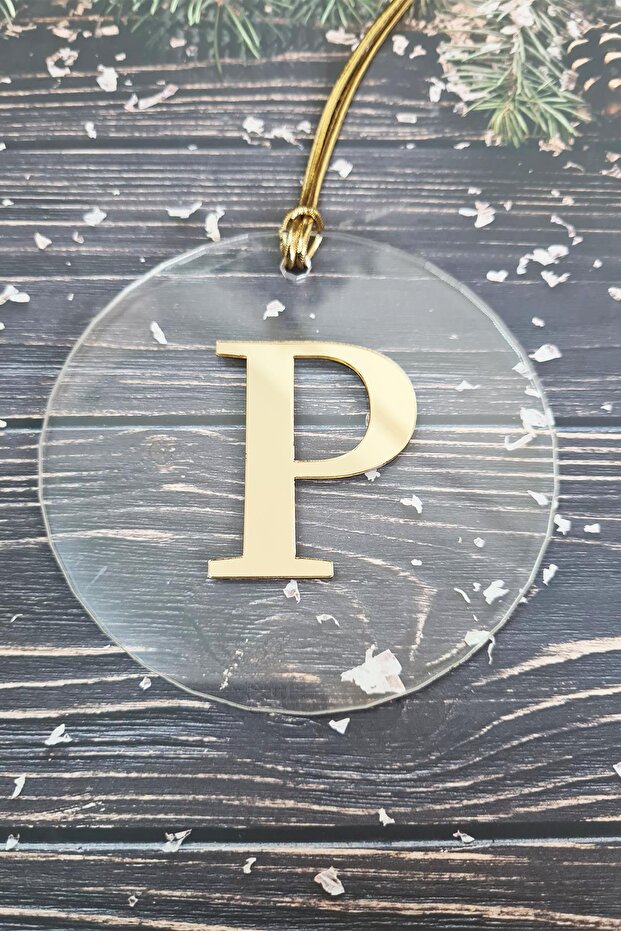 New Year's Tree Ornament with Initials - Gold Initial New Year's Ornament
