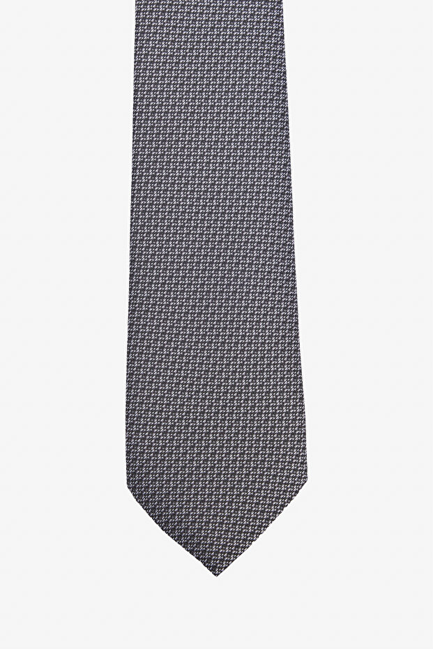 ربطة عنق منقوشة باللونين الأسود والرمادي للرجال - 2