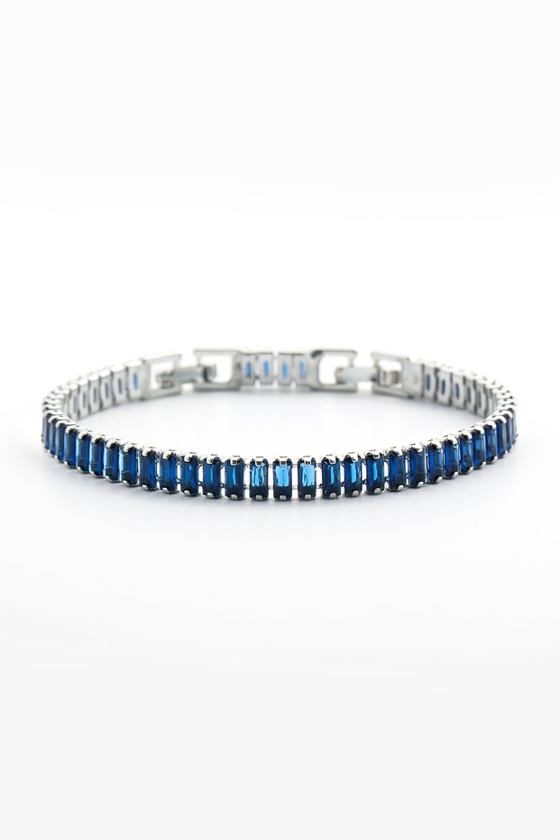 Women's VIP Waterway Non-Tarnish 5mm Navy Blue Baguette Bracelet