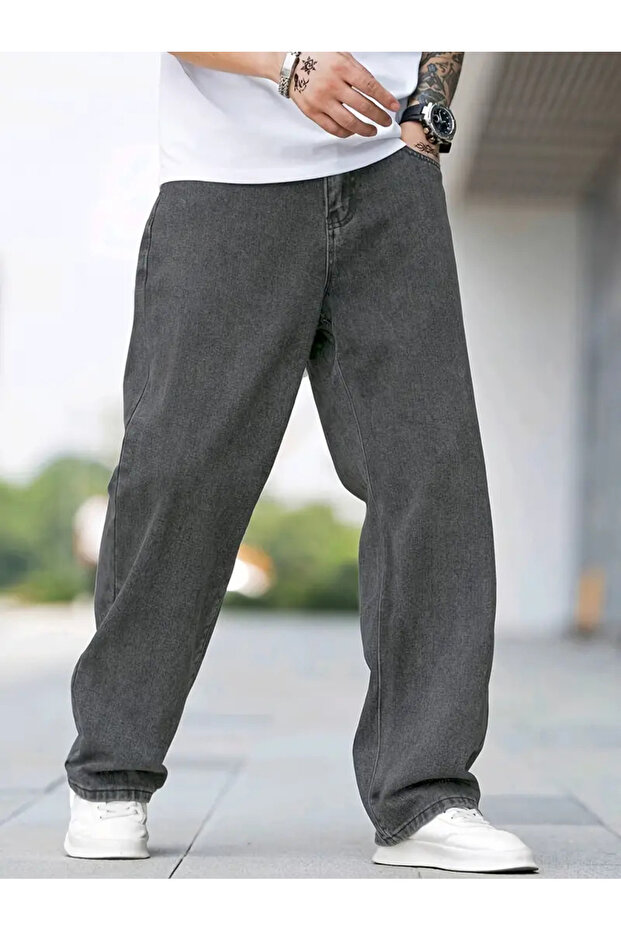 Men's Acid Gray Jeans Wide Leg Baggy Pants