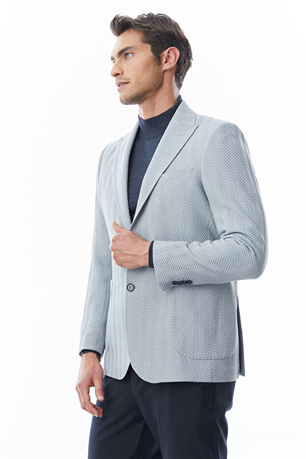 Herringbone Patterned Jacket - 4