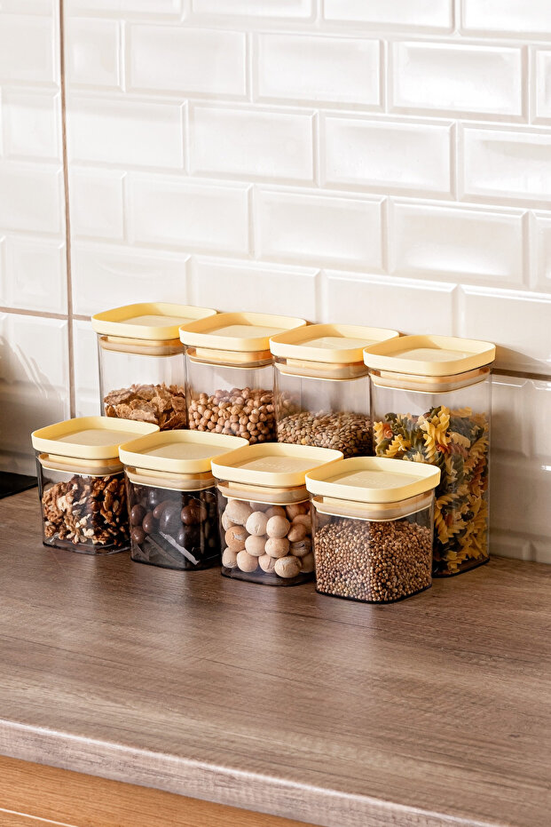 Arya 8'li Saklama Kabı Kare Sarı - 1