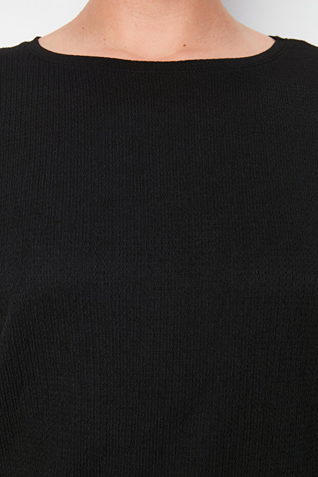 Siyah T-shirt-Pantolon Örme Mevsimlik Alt-Üst Takım TBBSS24CP00003 - 4