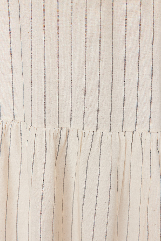 Béžové tkané šaty s čtvercovým límcem A-Line TBBSS24AH00075 - 5