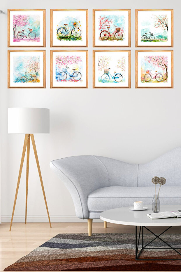 8 Piece Wood Frame Look Decorative Mdf Painting Set, Home, Living Room Office Wall Paintings
