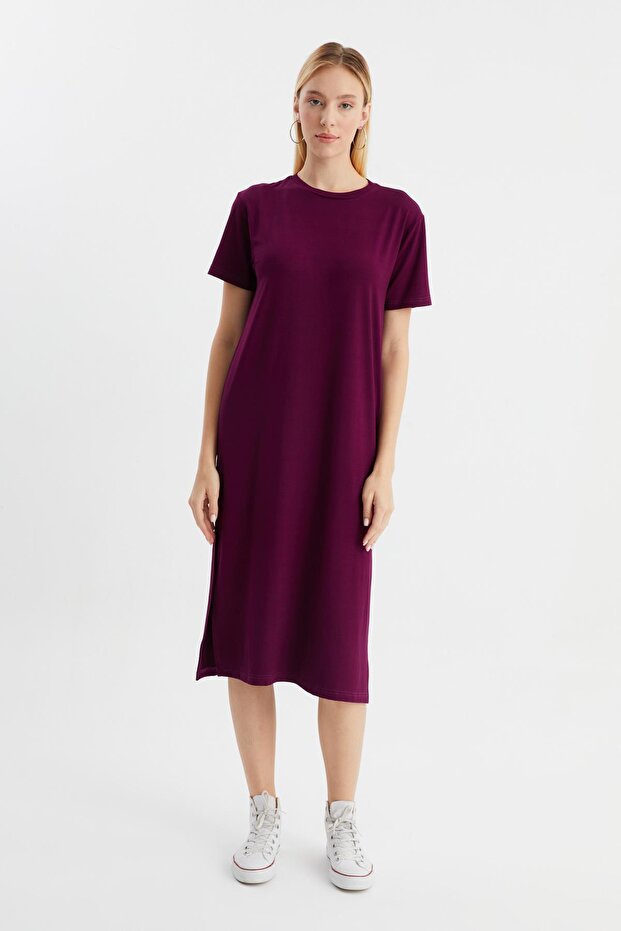 Yırtmaçlı Basic Elbise (B23-00115) - 1