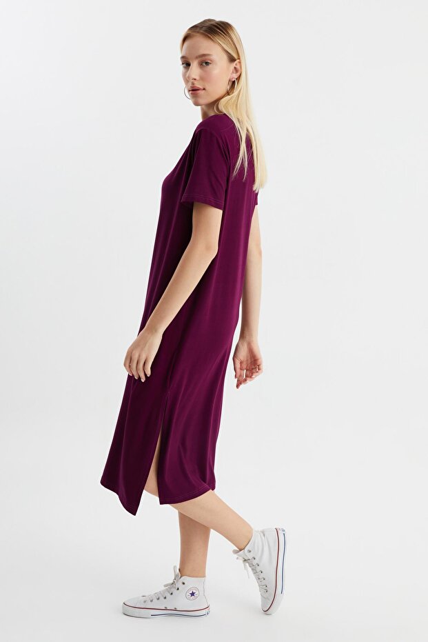 Yırtmaçlı Basic Elbise (B23-00115) - 2