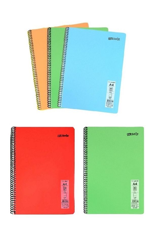 Defter Spiralli Telli Pp Kapak A4 Mynote 5 Adet Farklı Renkler 60 Sayfa Kareli Defter ( 5 Farklı ) - 1