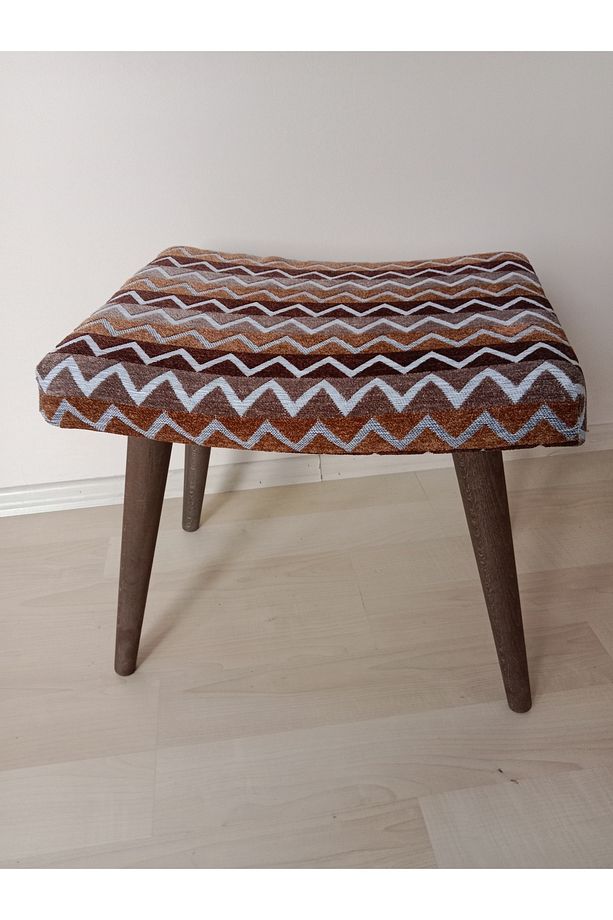 Kahve kavisli puf Bench, puf sandalye, oturak, tabure, makyaj masası sandalyesi, dresuar pufu - 5