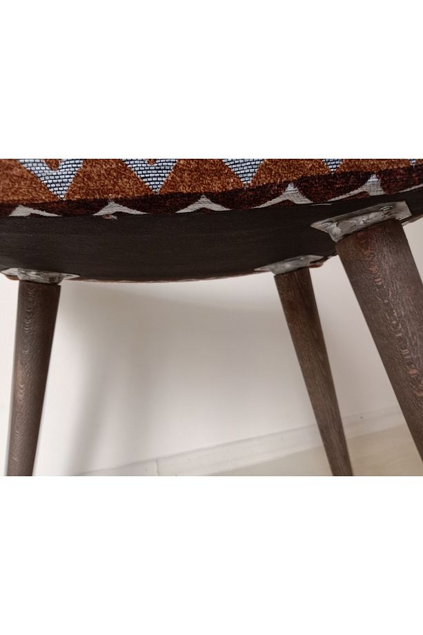 Kahve kavisli puf Bench, puf sandalye, oturak, tabure, makyaj masası sandalyesi, dresuar pufu - 6