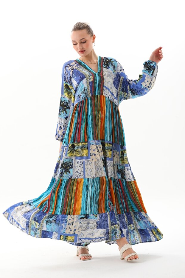 Duga haljina Patchwork - 3