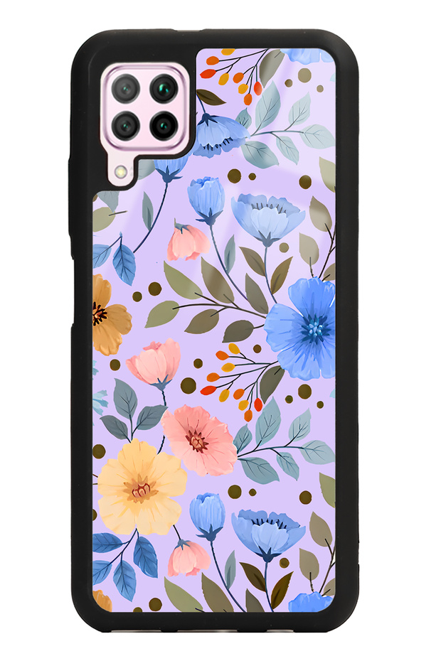 Huawei P40 Lite Glossy Phone Case with Flowers Garden Design