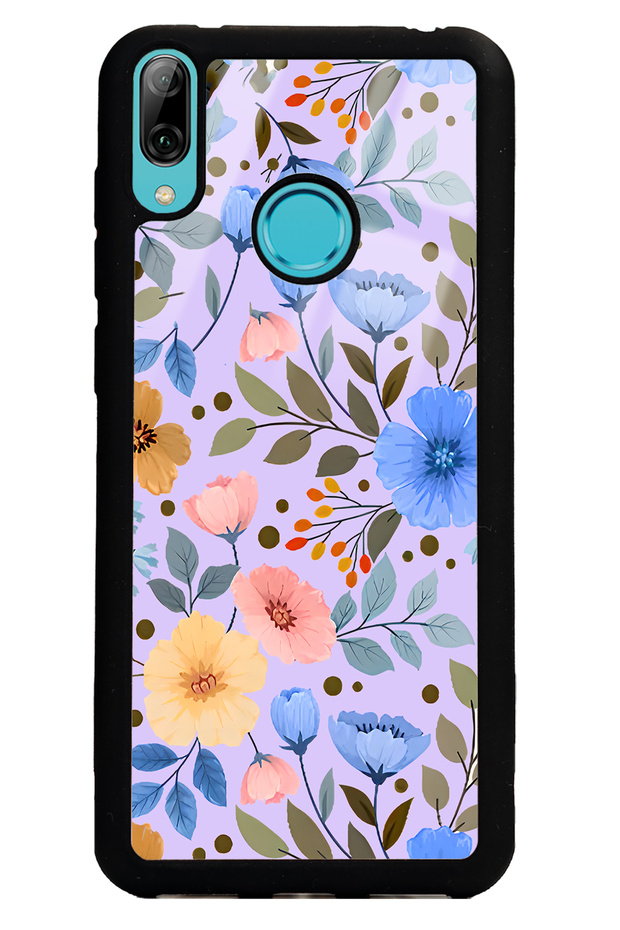 Huawei Y7 (2019) Glossy Phone Case with Flowers Garden Design