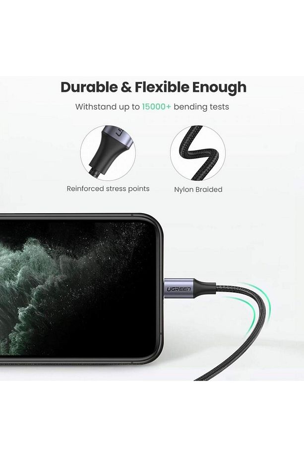 Örgülü Type-c To Lightning Iphone Hızlı Şarj Kablosu Siyah 2 Metre - 5