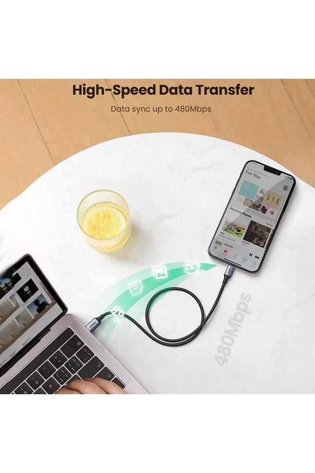 Örgülü Type-c To Lightning Iphone Hızlı Şarj Kablosu Siyah 2 Metre - 4