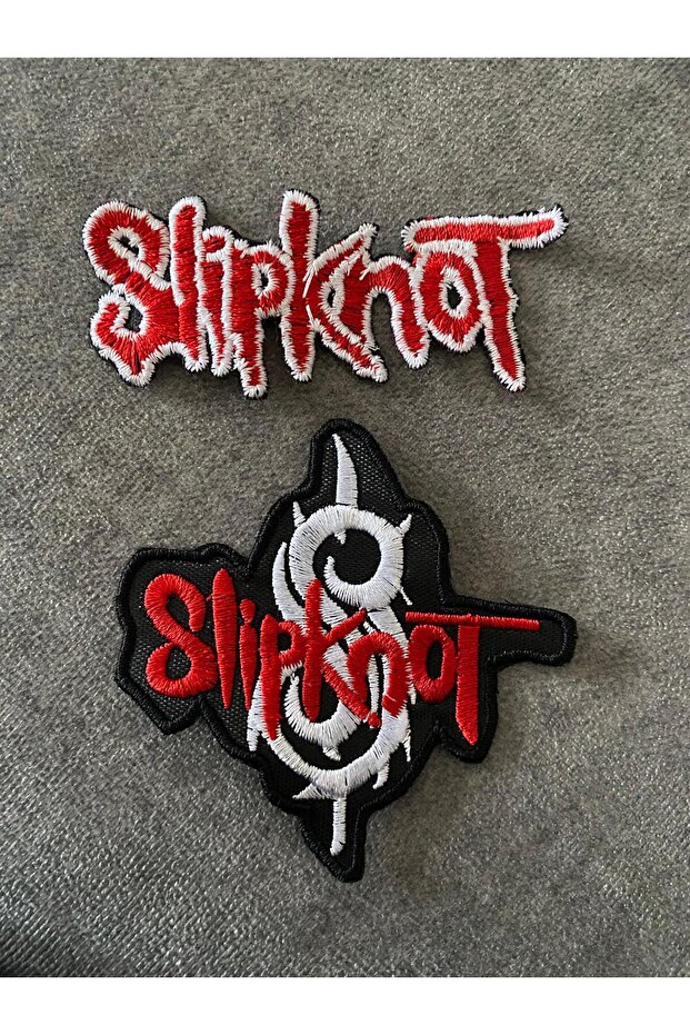 مجموعة رقعة مطرزة بشعار Slipknot مكونة من قطعتين قابلة للخياطة (6x6 سم 7x4 سم)