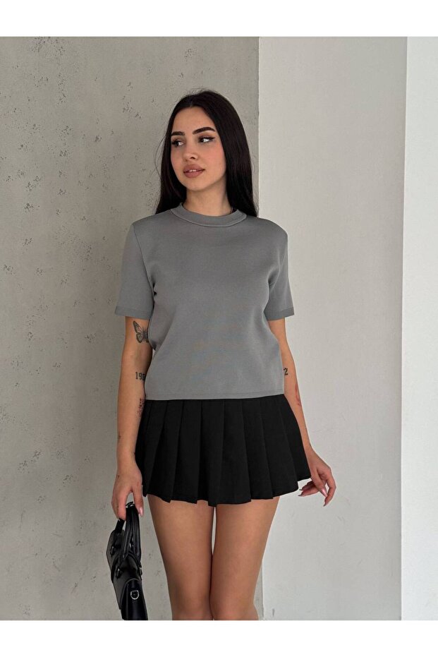 Çelik Örgülü Basic Triko Bluz - 1