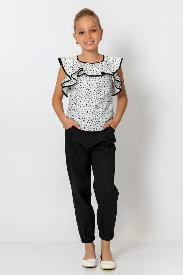Girl's Ruffled Collar Sleeveless Blouse