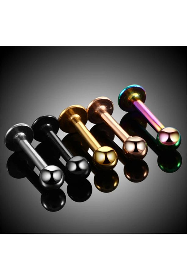 G23 Titanyum Siyah 2 Adet Set 8mm Top Uçlu Labret Piercing - 4