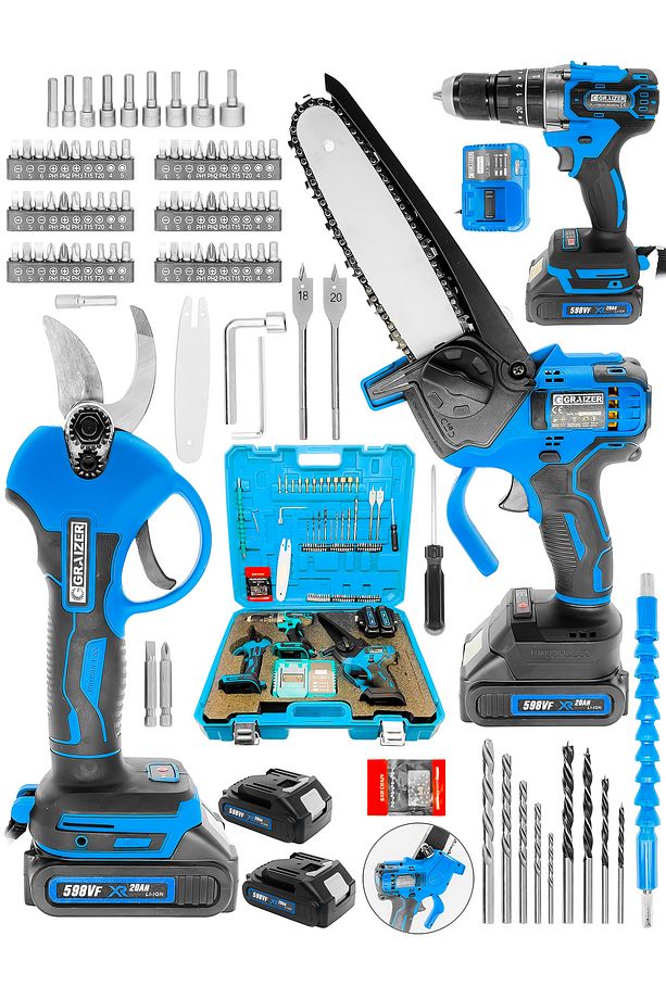 Alman 598 Vf 3 In 1 Yeni Nesil Karbon Motor 13 Mm Matkap Şarjli Ağac Dal Kesme Ve Budama Makinesi - 1
