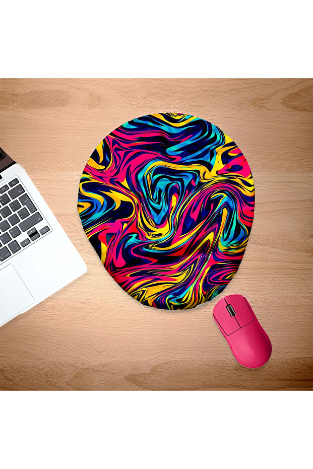 Multicolored Waves Wrist Support Mouse Pad - 1