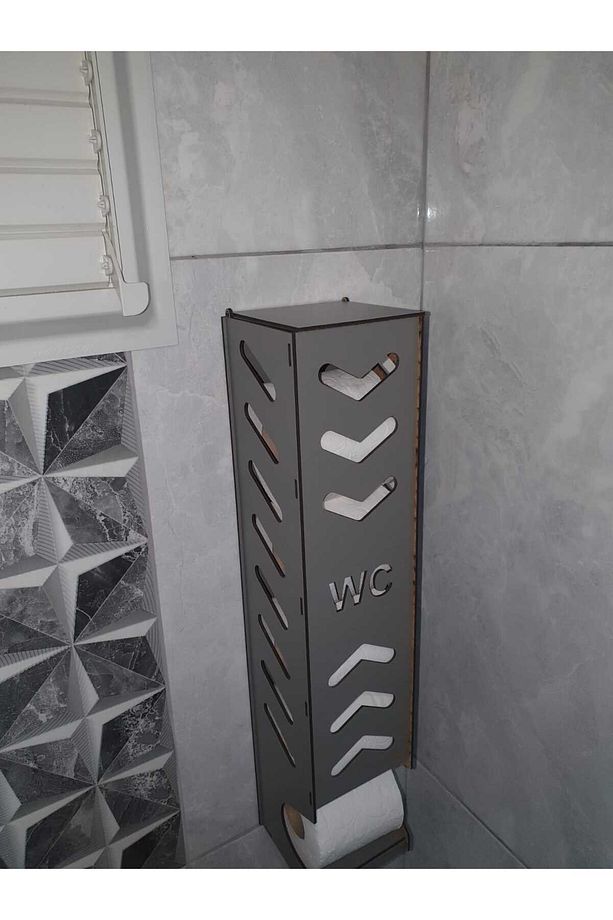 Tuvalet Kağıtlığı Wc Kağıtlık Yedekli Ahşap Kapaklı Tuvalet Kağıdı Standı Tutacağı Askısı - 3