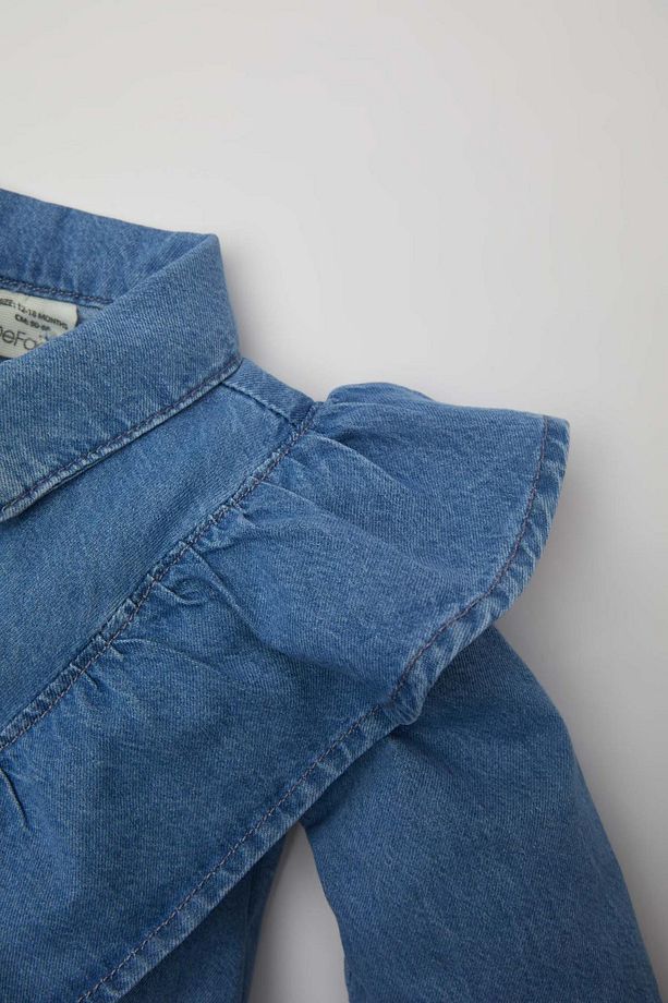Kız Bebek Uzun Kollu Jean Elbise B8210A524SP - 3