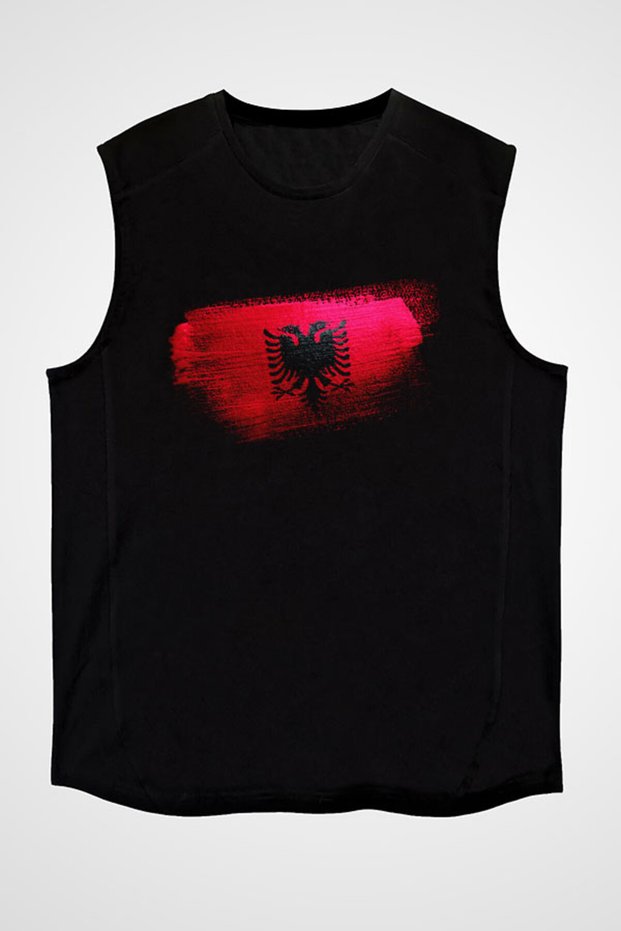 Albania - Albania Black Unisex Sleeveless T-Shirt Cut Sleeve T-Shirt