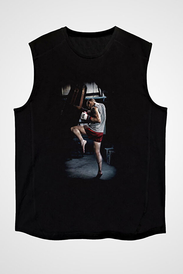 Kick Boxing Black Unisex Sleeveless T-Shirt Cut Sleeve T-Shirt