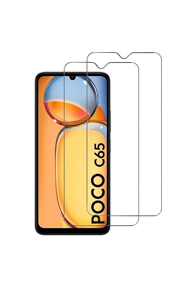 واقي شاشة زجاجي شفاف قصير متوافق مع هاتف Xiaomi Poco C65