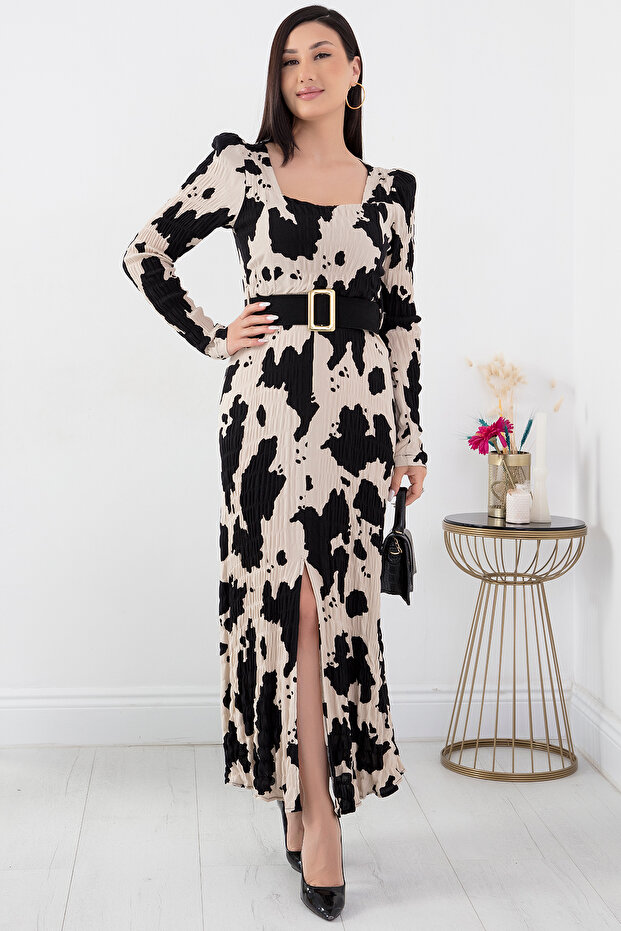 فستان بفتحة رقبة مربعة 3178 - 4