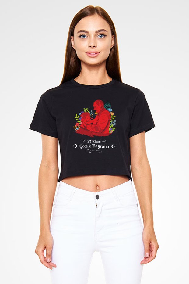 23 April National Sovereignty and Children's Day
Black Unisex Crop Top T-Shirt