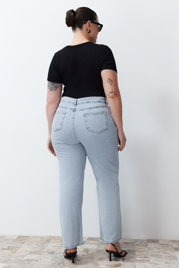 Mavi Yüksek Bel Straight Fit Jeans TBBSS24CJ00026 - 6