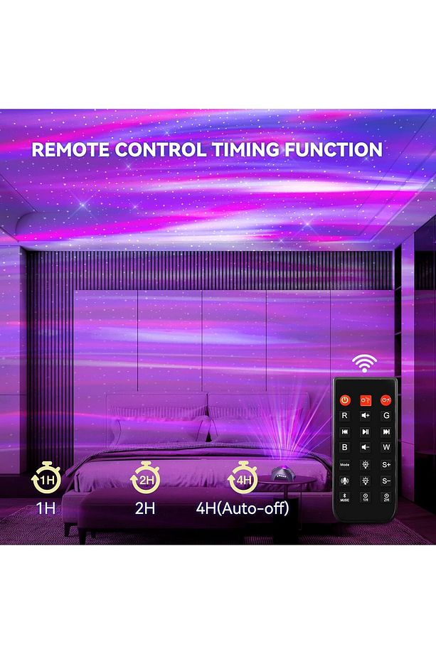 Galaxy Projektör Işığı Uzaktan Kumandalı Gece Işığı ve Müzikli Bluetooth Hoparlör ile 360° - 4