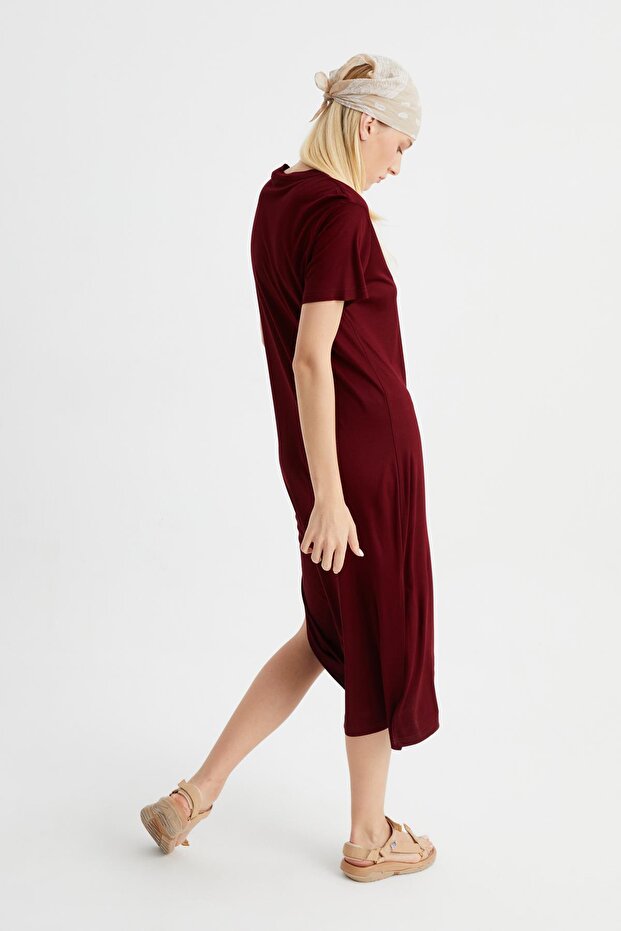 Yırtmaçlı Basic Elbise (B23-00115) - 5