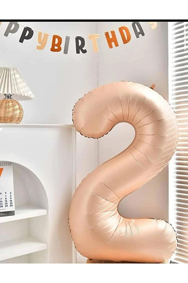 Retro Champagne Cream Number Foil Balloon 2 Years Old Balloon